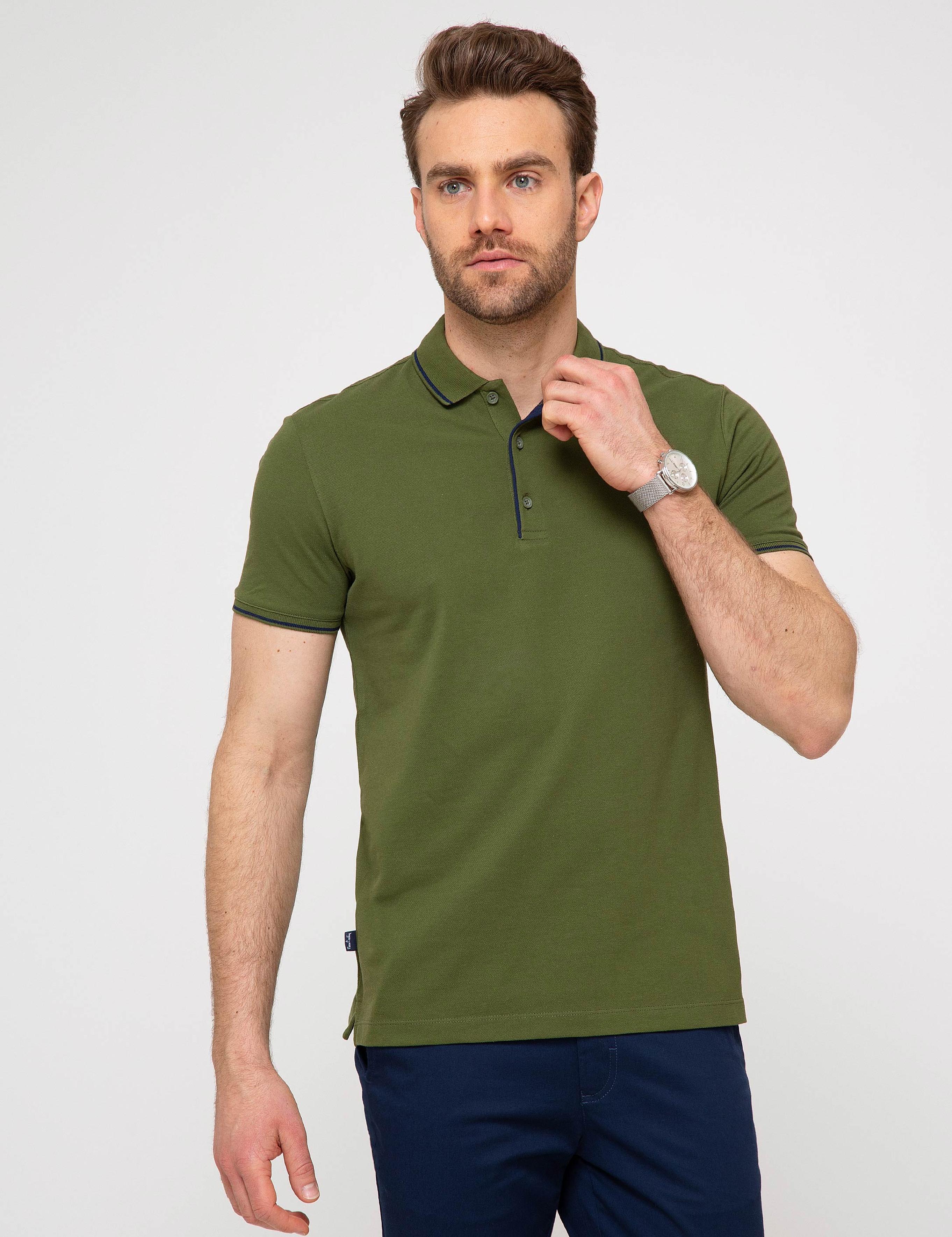 Yeşil Slim Fit Polo Yaka Basic T-shirt