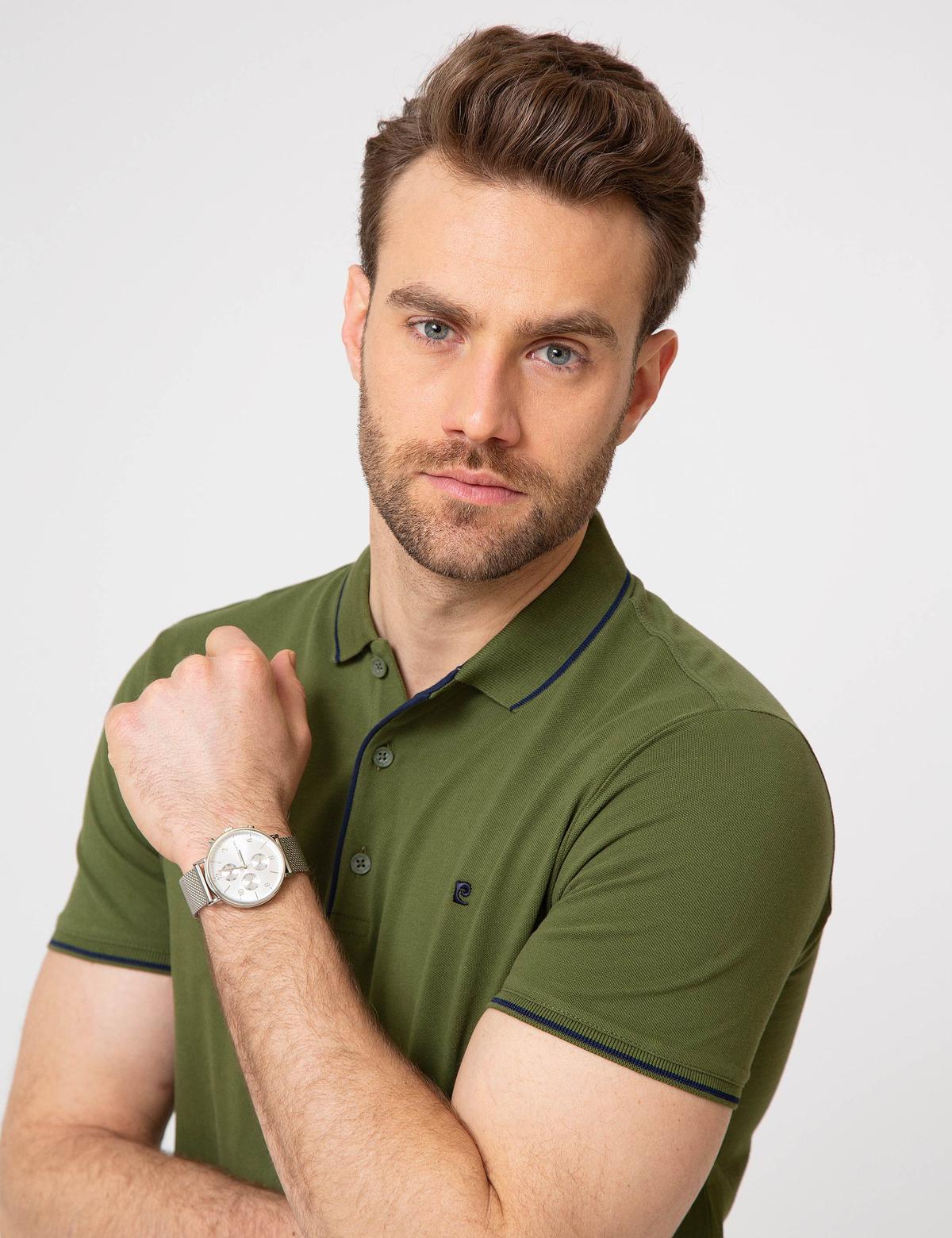 Yeşil Slim Fit Polo Yaka Basic T-shirt