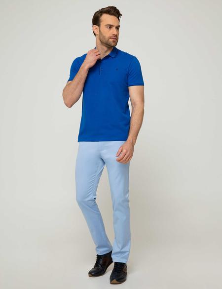 Saks Mavi Slim Fit Polo Yaka Basic T-Shirt - 50197145032
