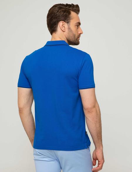 Saks Mavi Slim Fit Polo Yaka Basic T-Shirt - 50197145032