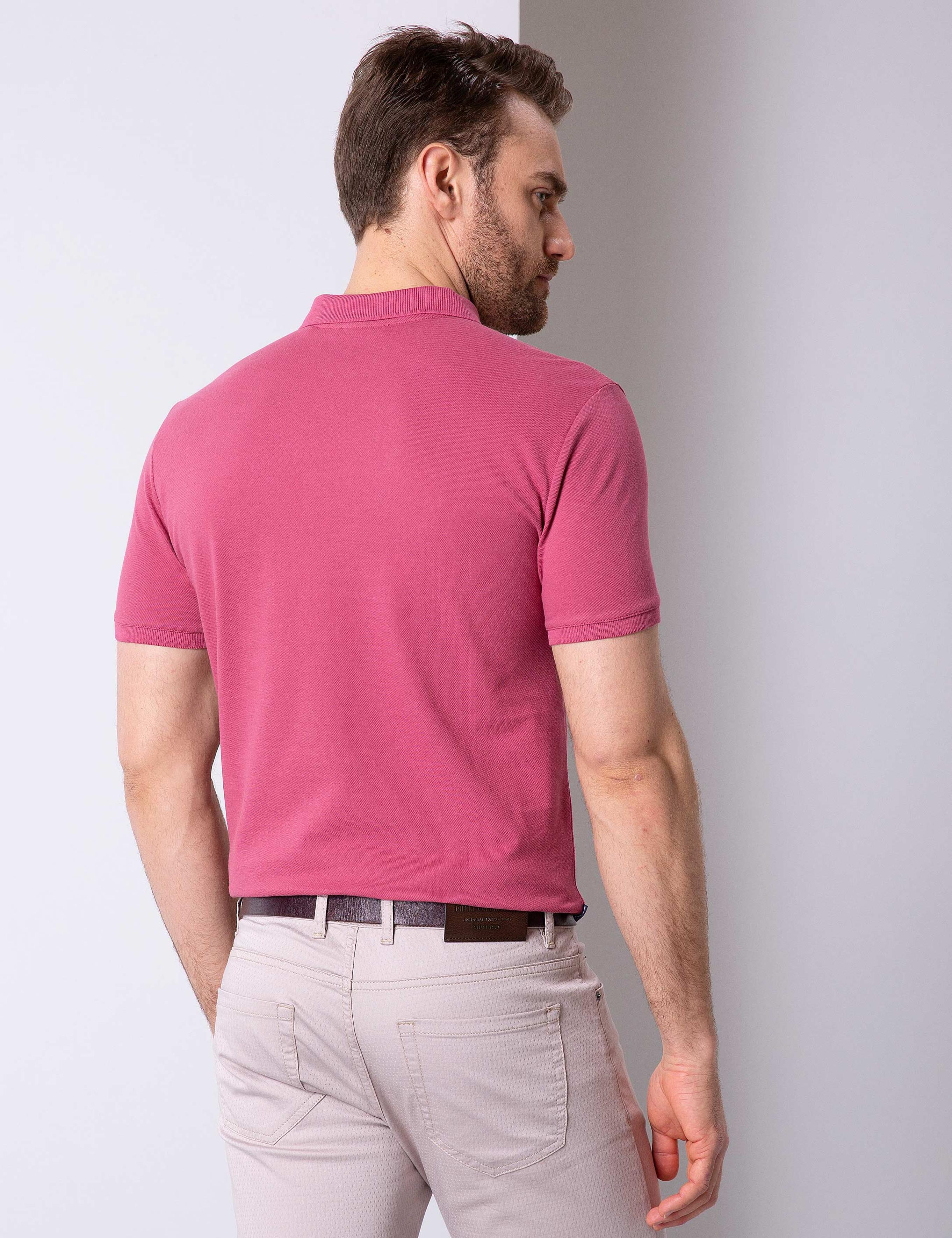 Gül Kurusu Slim Fit Basic Polo Yaka T-Shirt