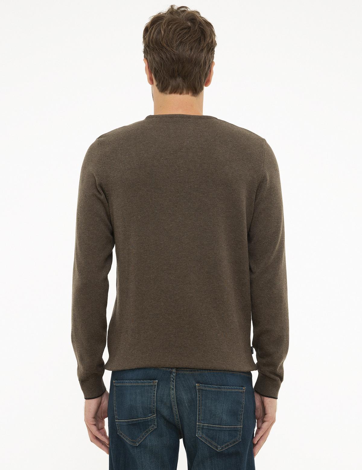 Haki Melanj Slim Fit Bisiklet Yaka Basic Triko Kazak - 50207445202