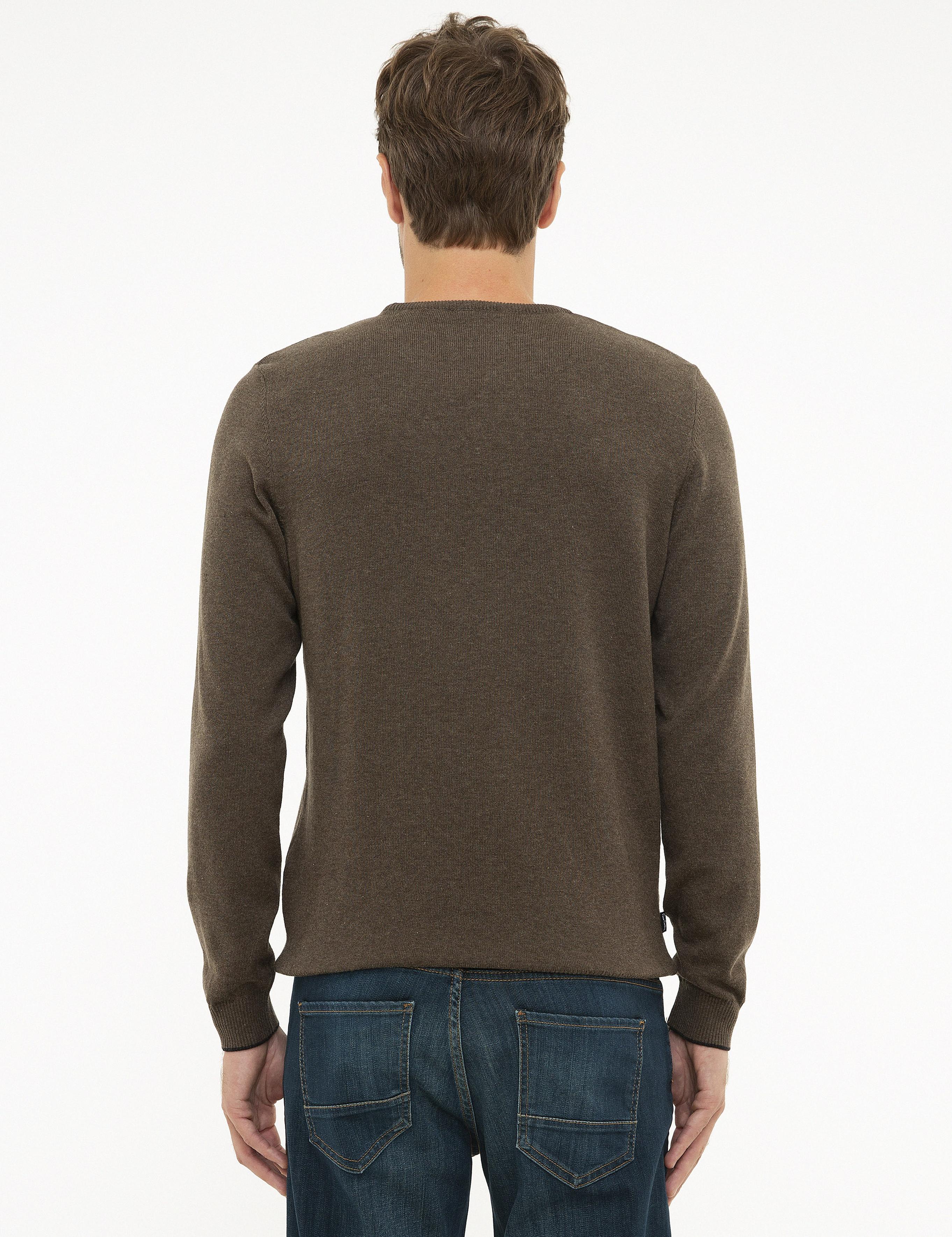 Haki Melanj Slim Fit Bisiklet Yaka Basic Triko Kazak