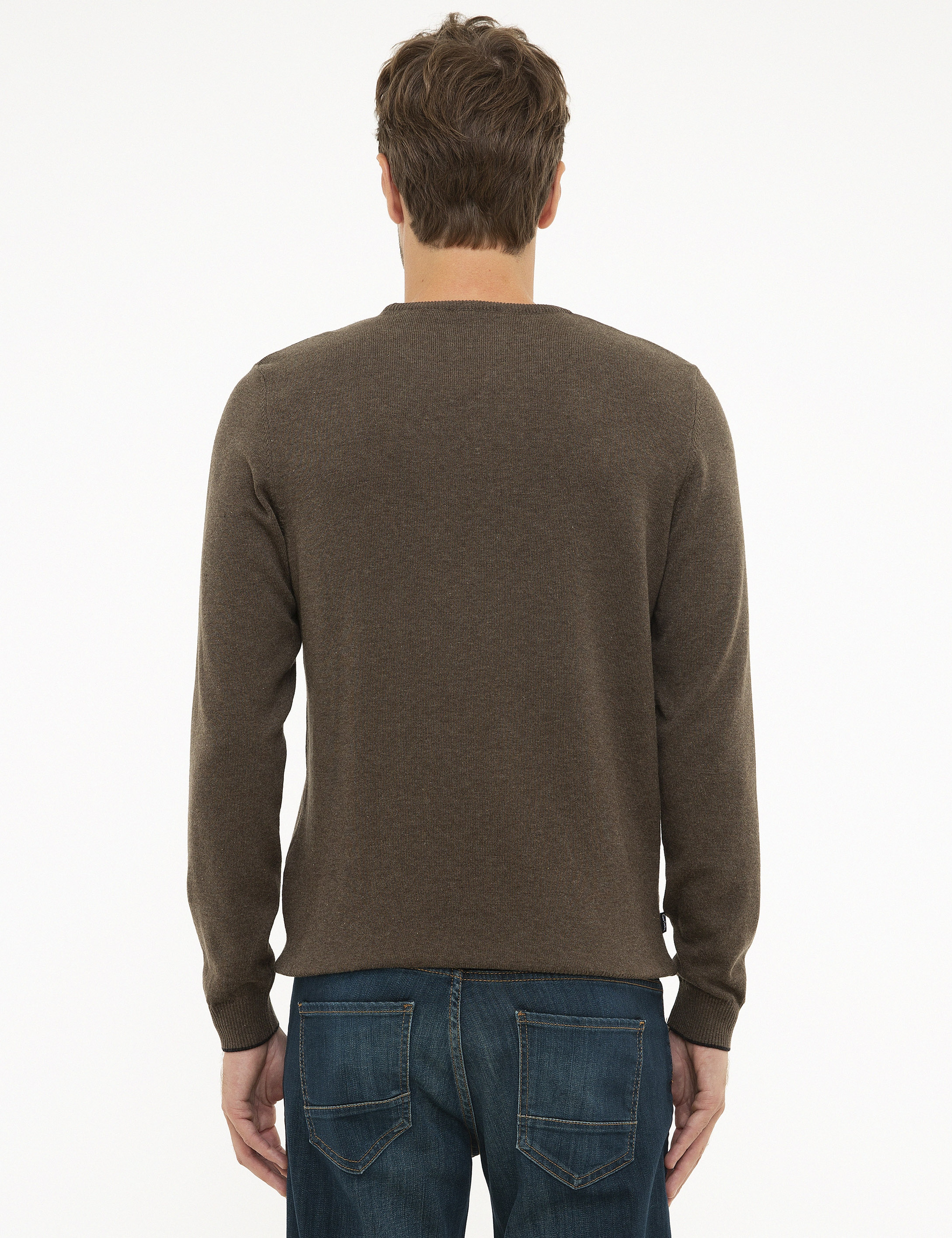 Haki Melanj Slim Fit Bisiklet Yaka Basic Triko Kazak - Image 4