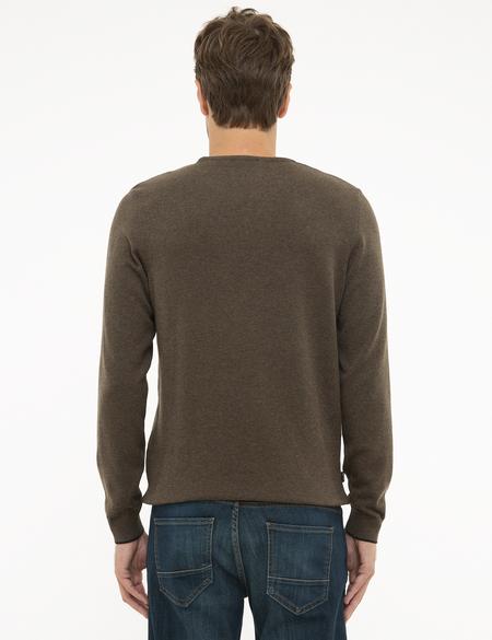 Haki Melanj Slim Fit Bisiklet Yaka Basic Triko Kazak - 50207445202