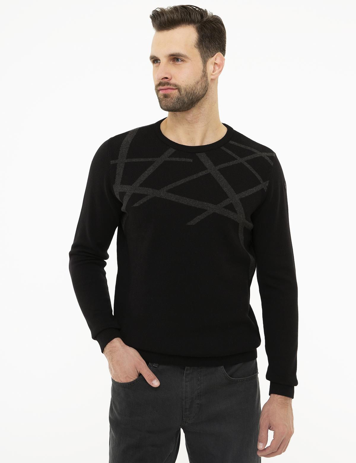 Siyah Slim Fit Triko Kazak