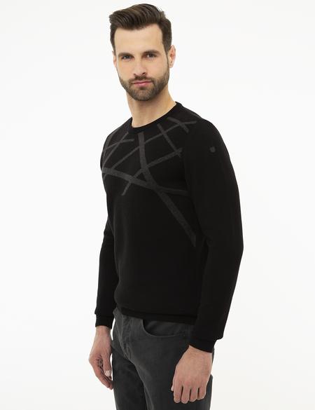 Siyah Slim Fit Triko Kazak - 50226535006