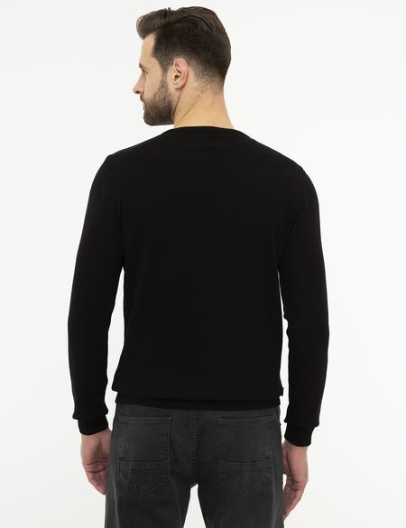 Siyah Slim Fit Triko Kazak - 50226535006