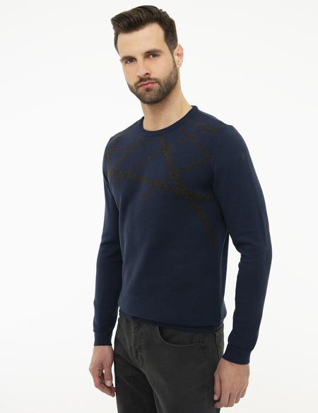 Koyu Lacivert Slim Fit Triko Kazak - 50226535018