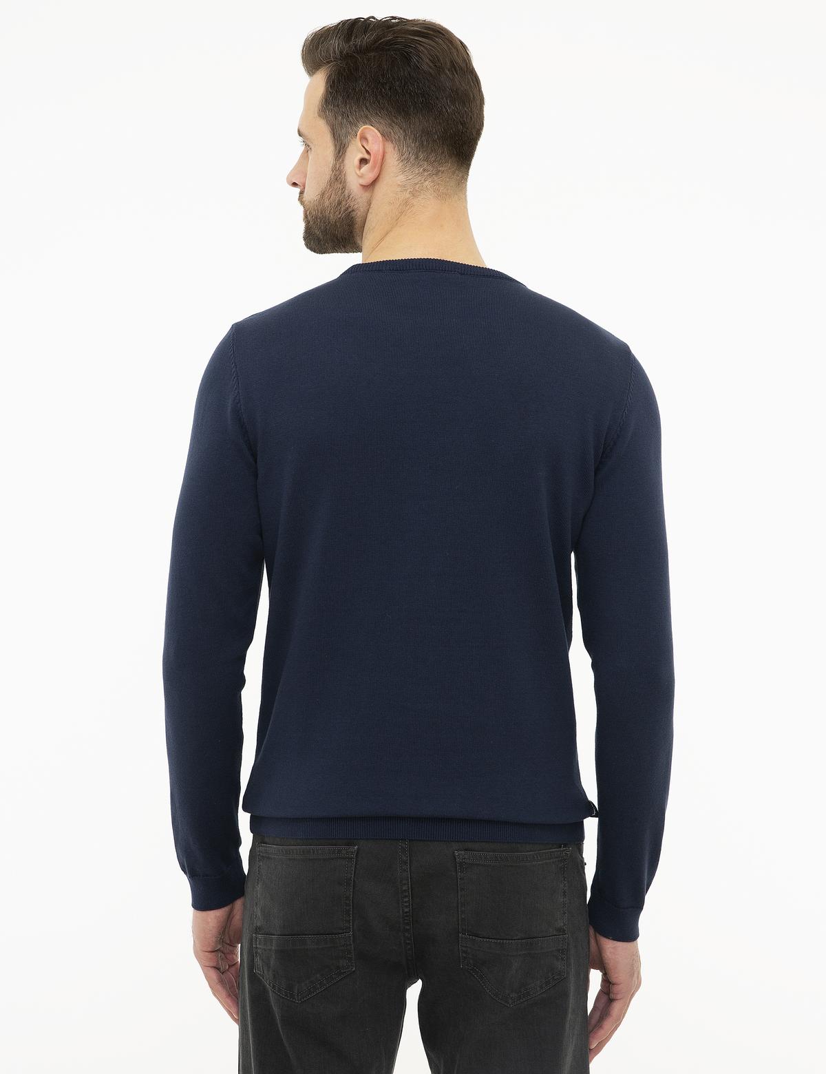 Koyu Lacivert Slim Fit Triko Kazak - 50226535018