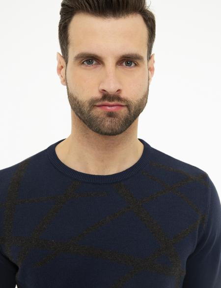 Koyu Lacivert Slim Fit Triko Kazak - 50226535018