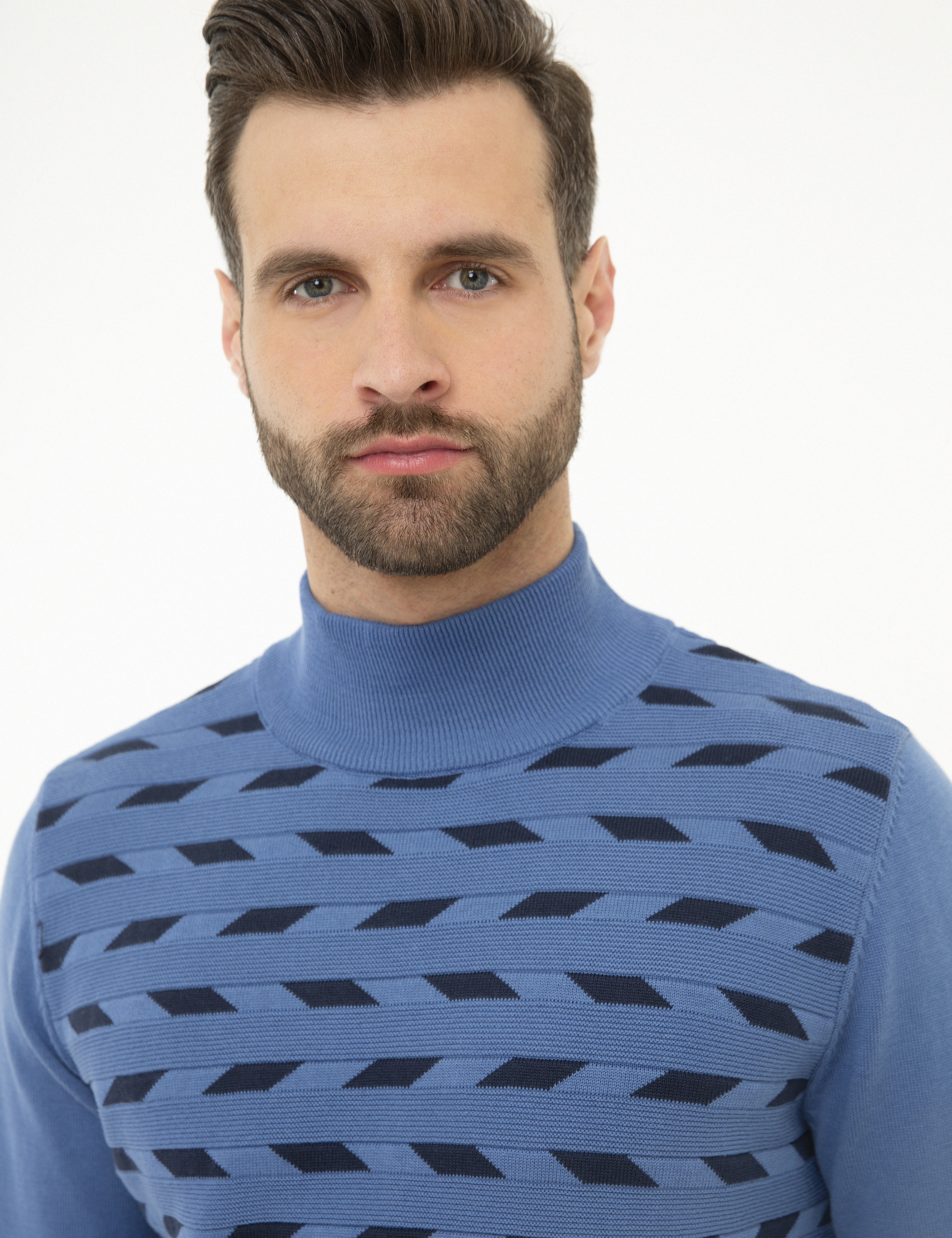 İndigo Mavi Slim Fit Triko Kazak