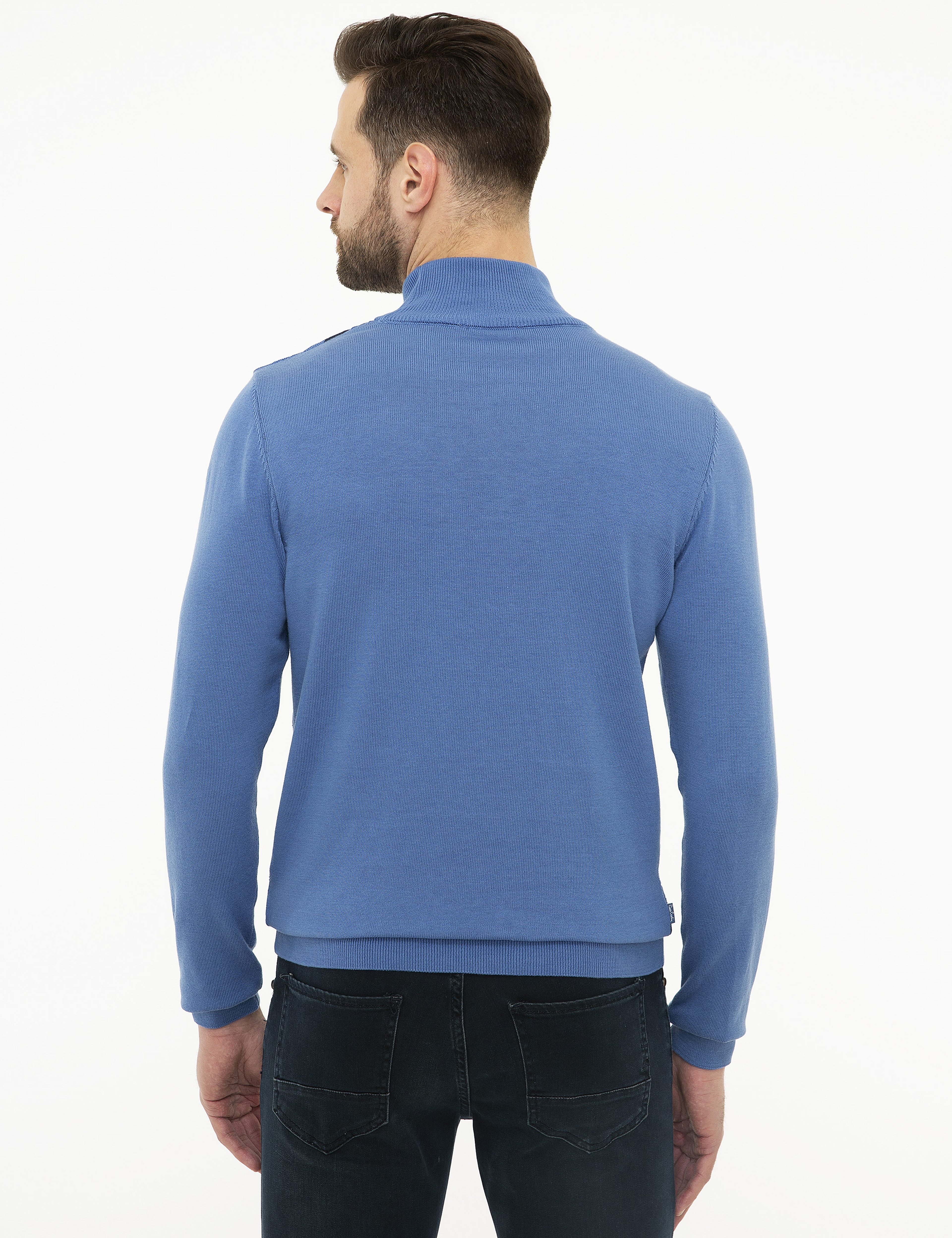 İndigo Mavi Slim Fit Triko Kazak