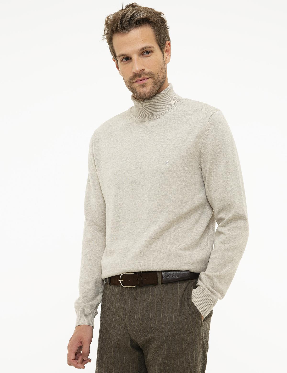 Kum Melanj Slim Fit Balıkçı Yaka Basic Triko Kazak - 50207572021