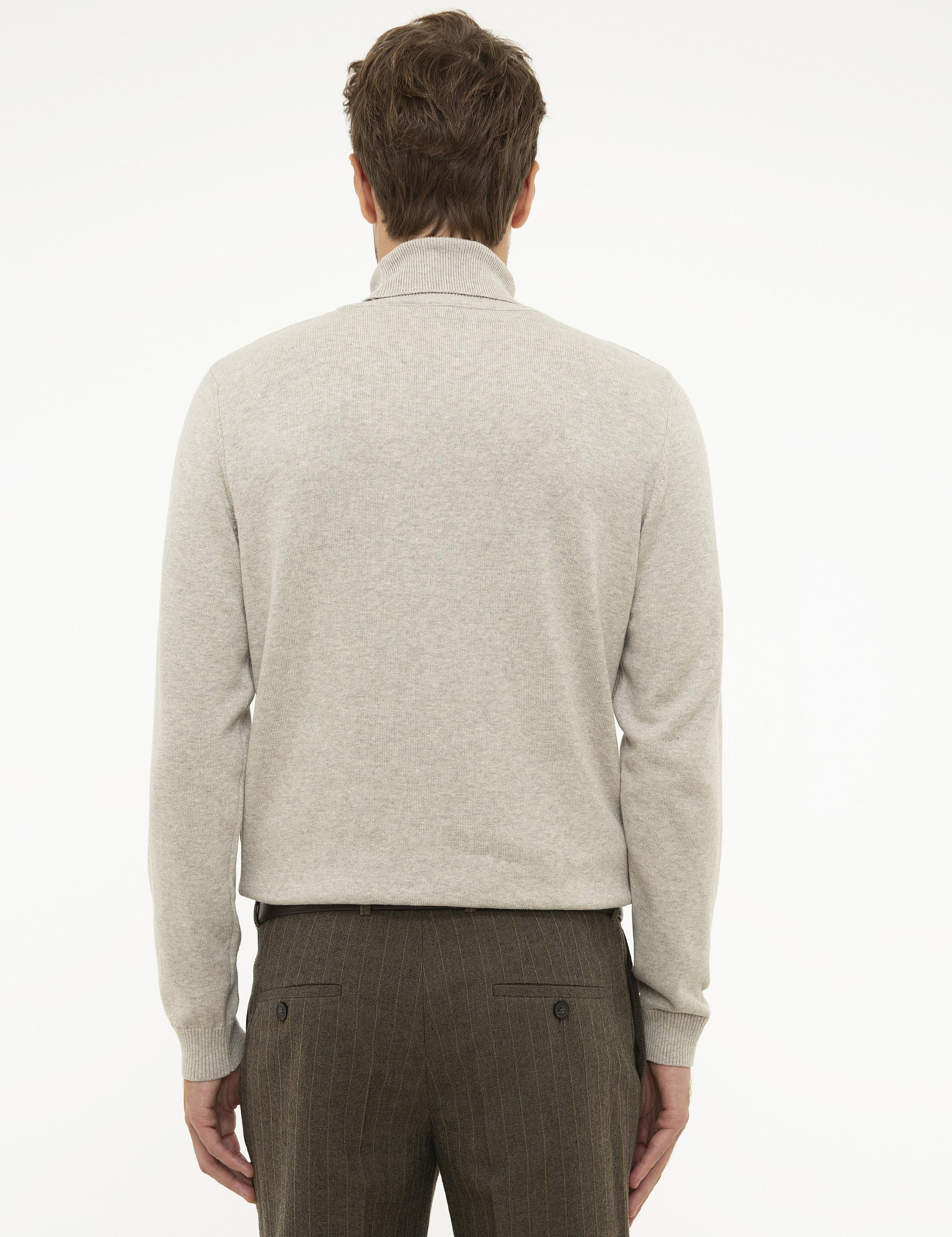 Kum Melanj Slim Fit Balıkçı Yaka Basic Triko Kazak