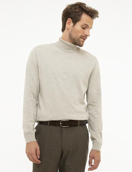 Kum Melanj Slim Fit Balıkçı Yaka Basic Triko Kazak - 50207572021