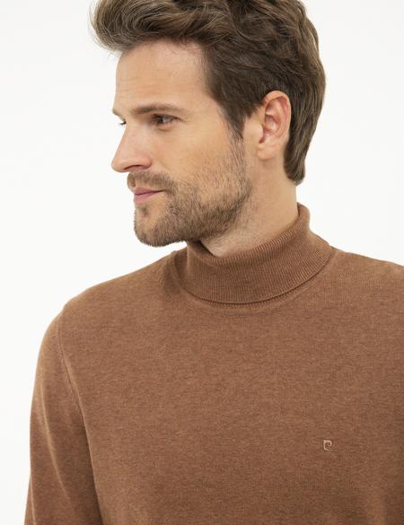 Taba Melanj Slim Fit Tam Balıkçı Yaka Basic Triko Kazak - 50207572037