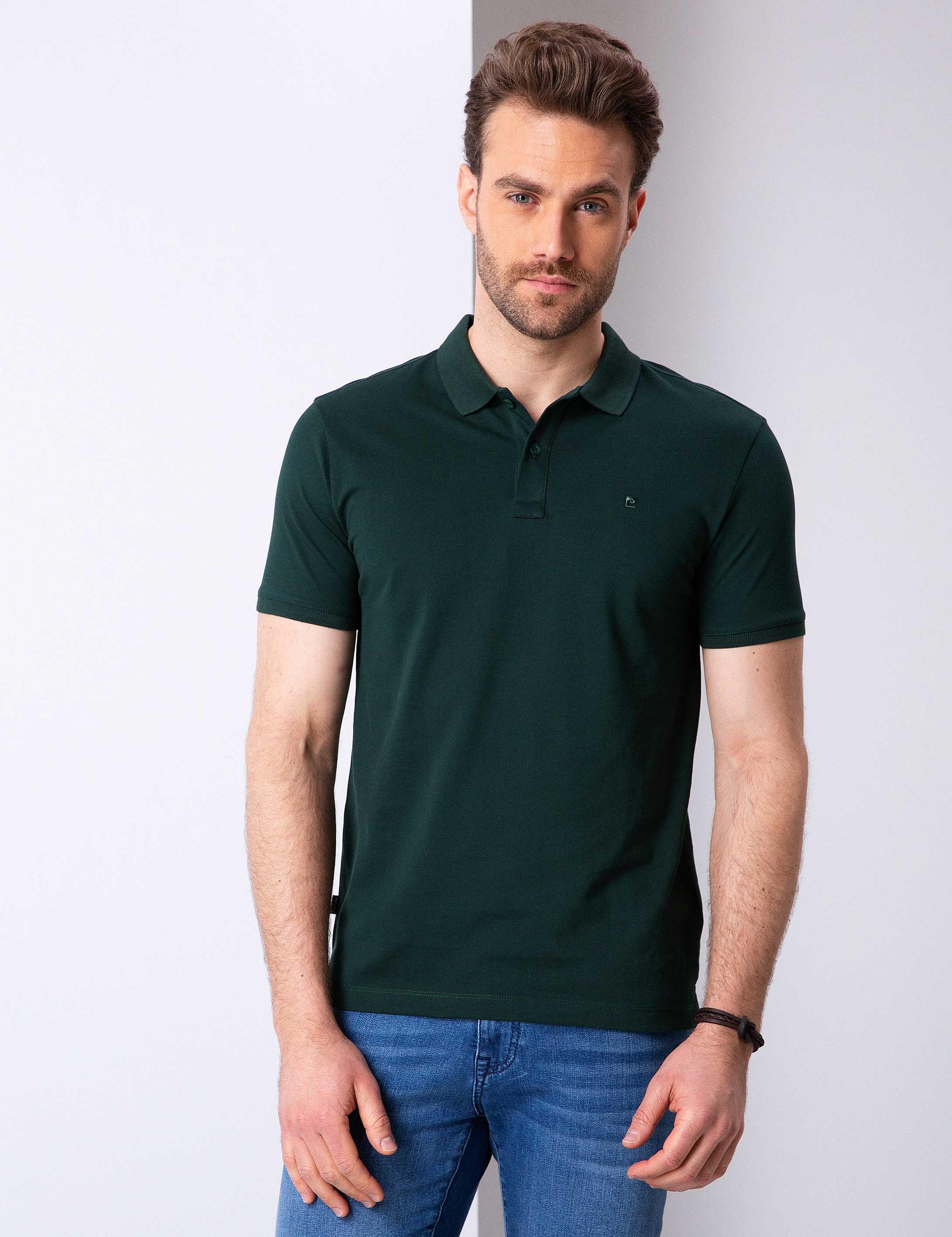 Koyu Yeşil Slim Fit Basic Polo Yaka T-Shirt