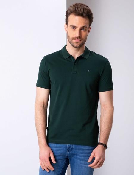 Koyu Yeşil Slim Fit Basic Polo Yaka T-Shirt - 50199338062