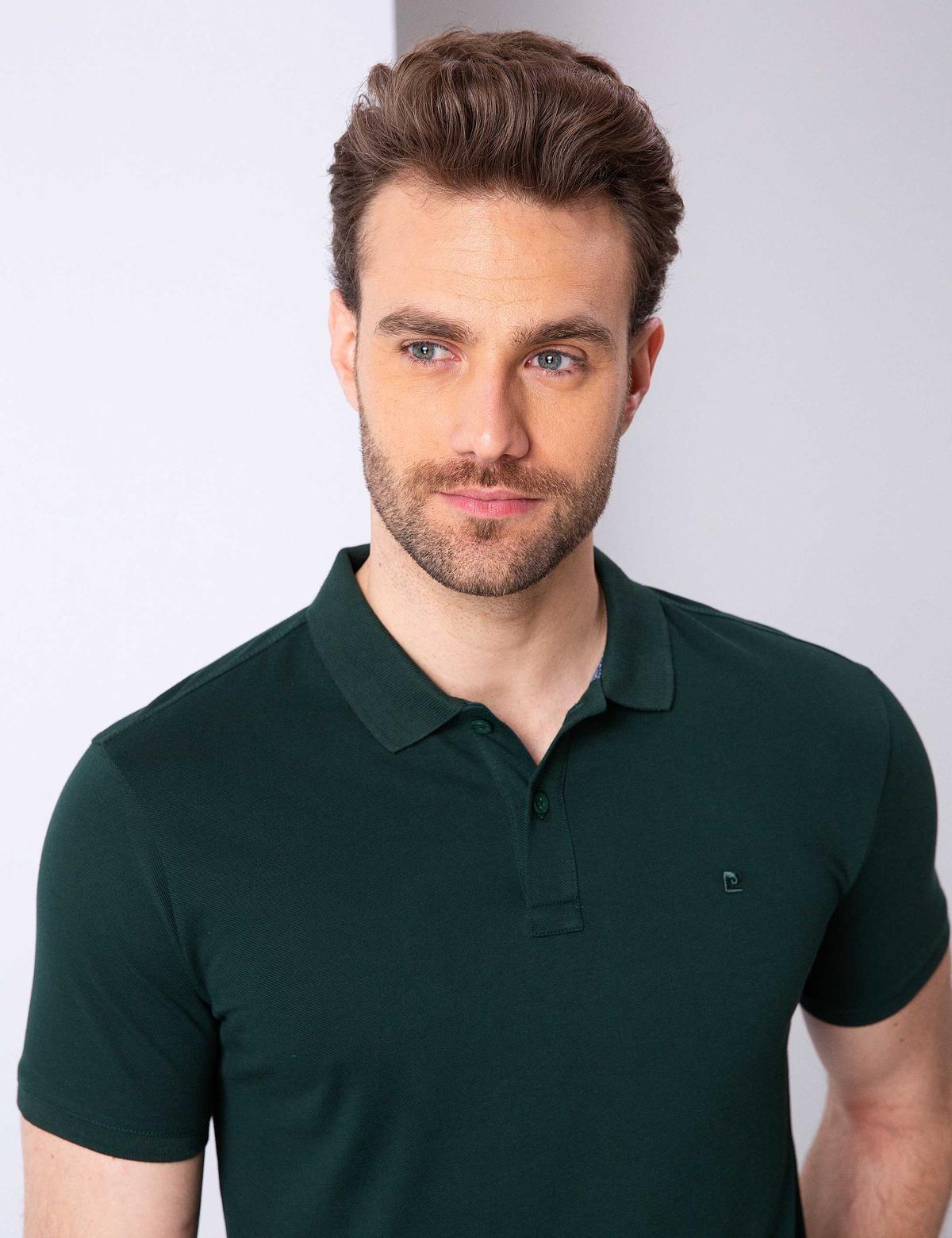 Koyu Yeşil Slim Fit Basic Polo Yaka T-Shirt - 50199338062