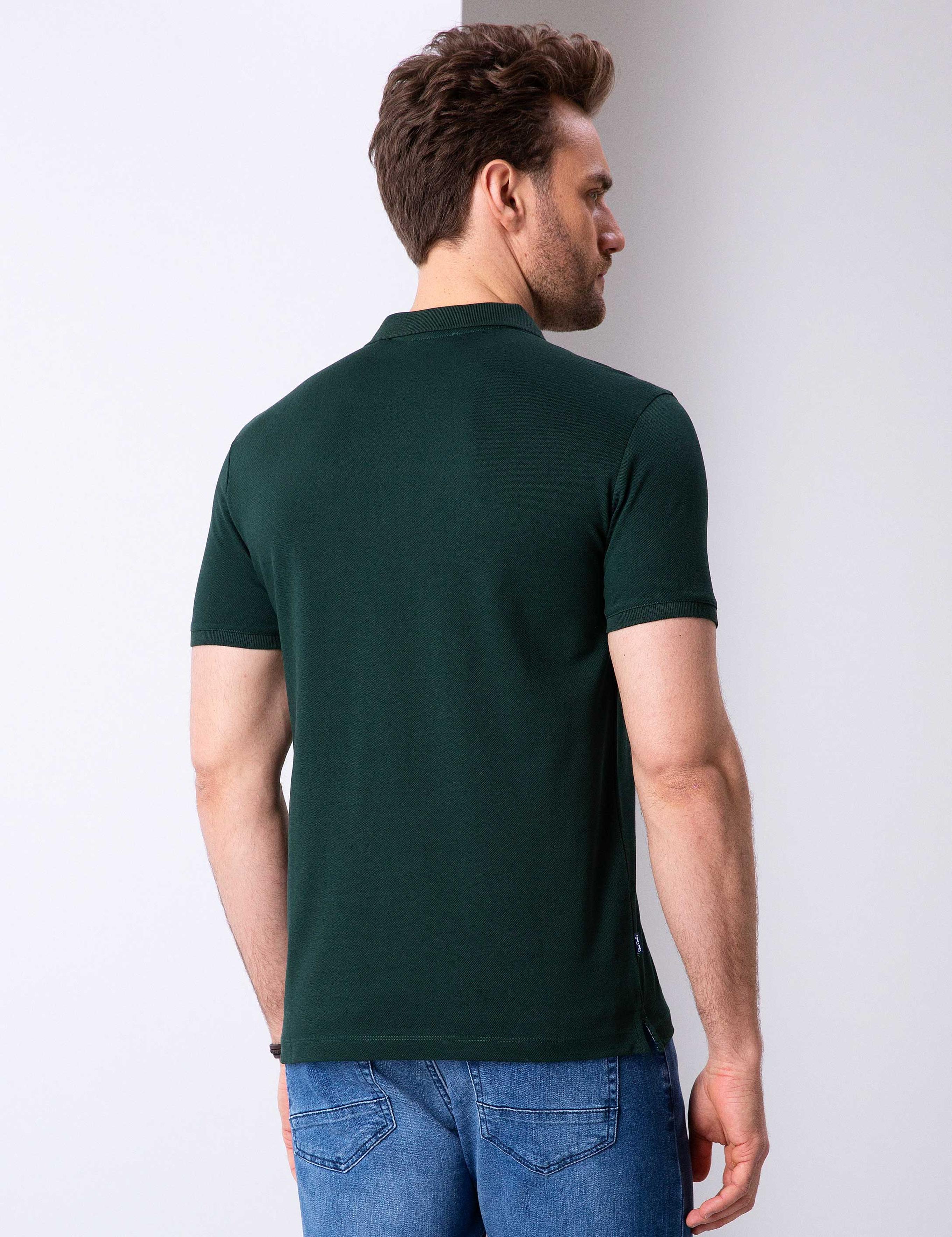 Koyu Yeşil Slim Fit Basic Polo Yaka T-Shirt