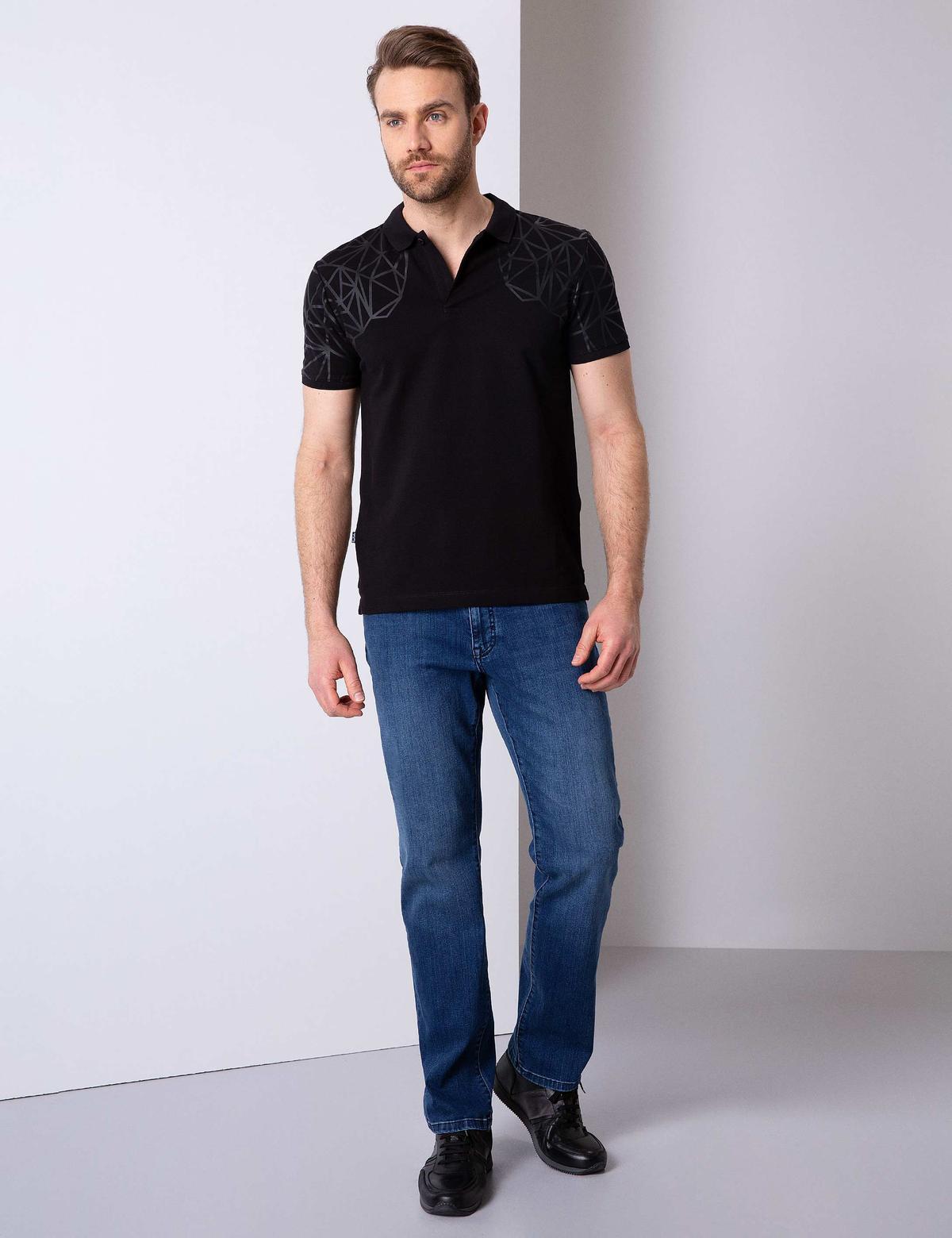 Siyah Slim Fit Polo Yaka T-Shirt - 50204739023