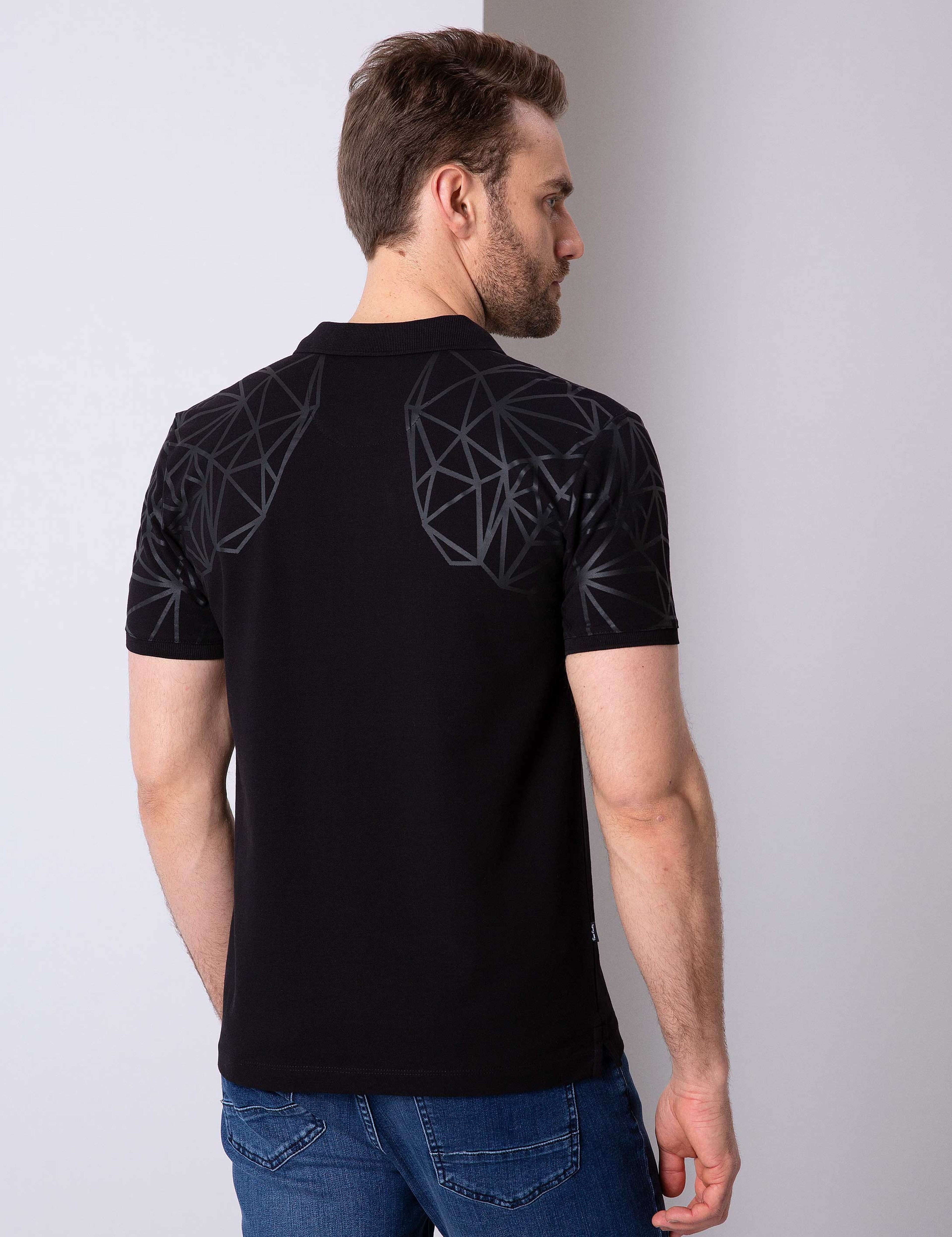 Siyah Slim Fit Polo Yaka T-Shirt - Image 3