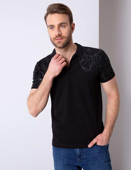 Siyah Slim Fit Polo Yaka T-Shirt - 50204739023