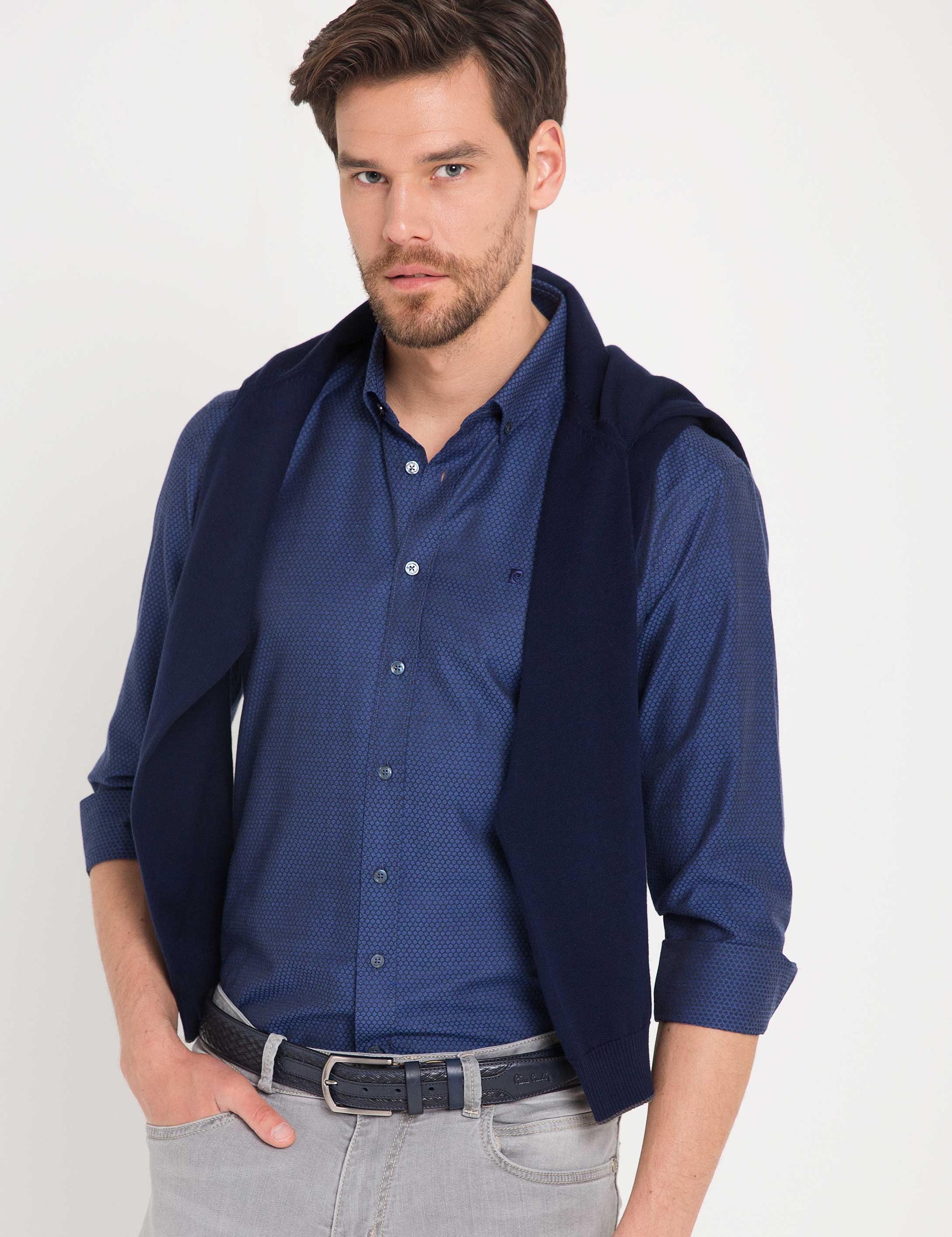 LACIVERT GOMLEK UZUNKOL