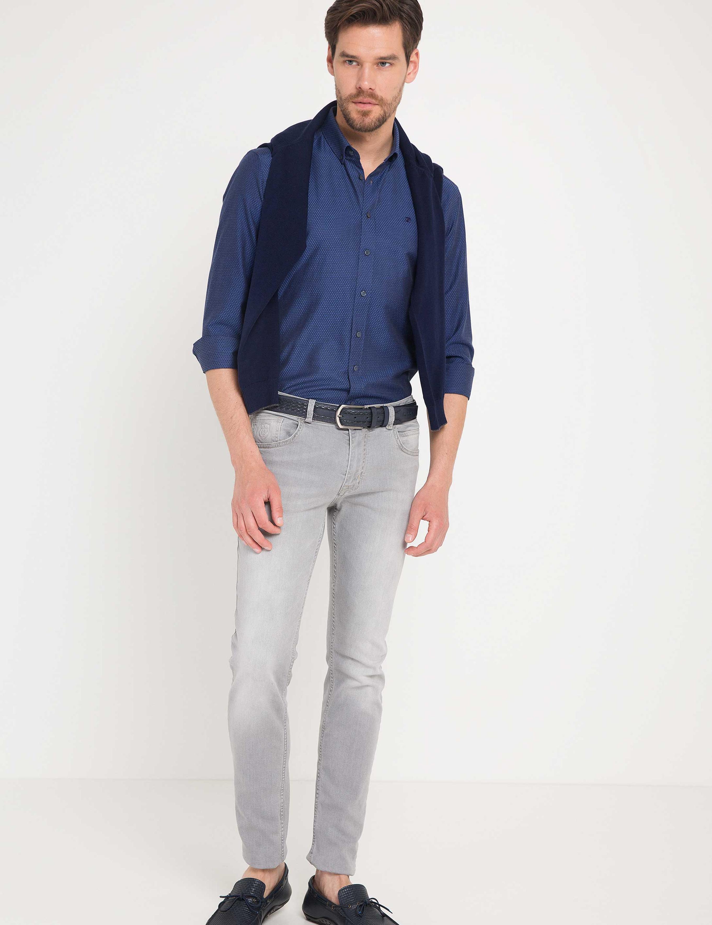 LACIVERT GOMLEK UZUNKOL