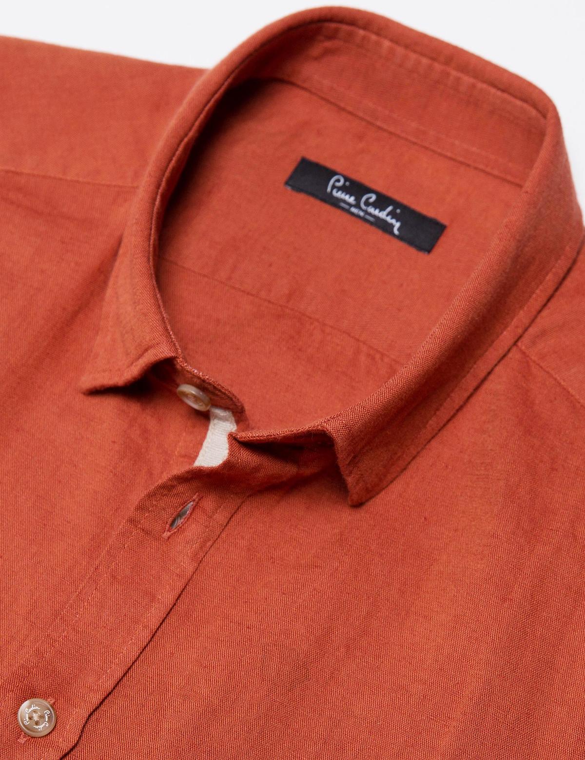 Turuncu Slim Fit Kısa Kollu Gömlek - 50185776058