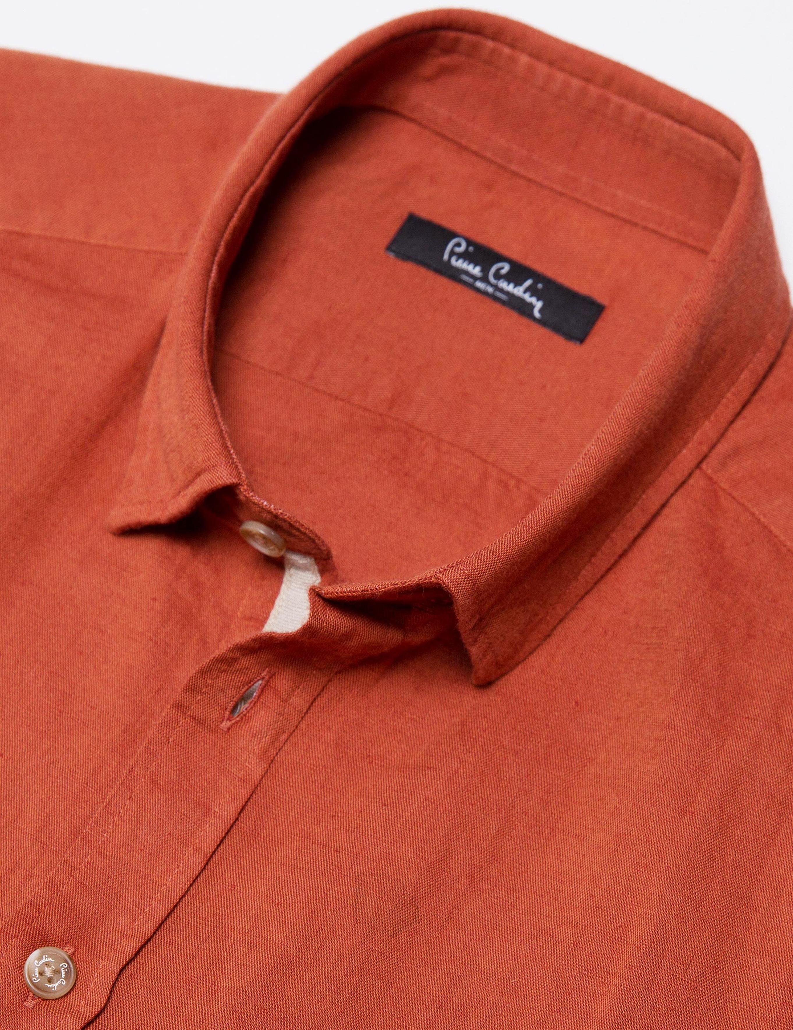 Turuncu Slim Fit Kısa Kollu Gömlek