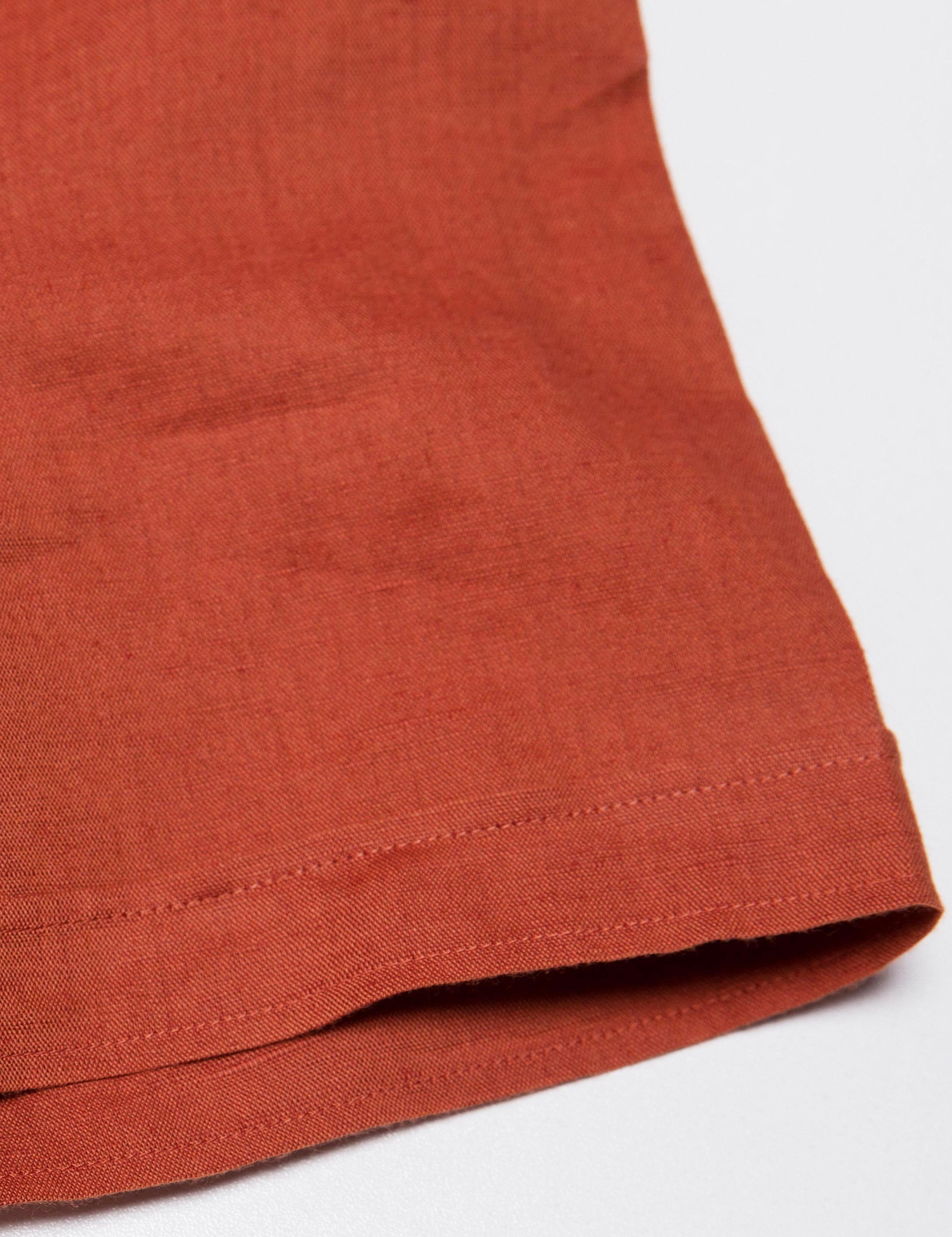 Turuncu Slim Fit Kısa Kollu Gömlek