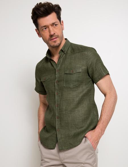 Haki Slim Fit Kısa Kollu Gömlek - 50186205015