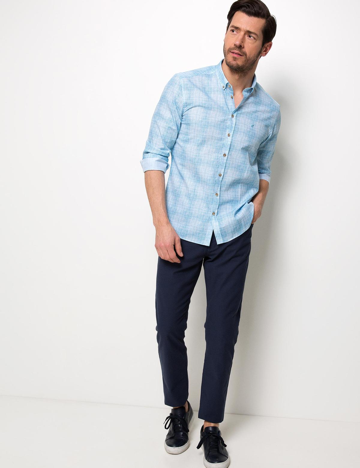 Açık Mavi Slim Fit Gömlek - 50186206037