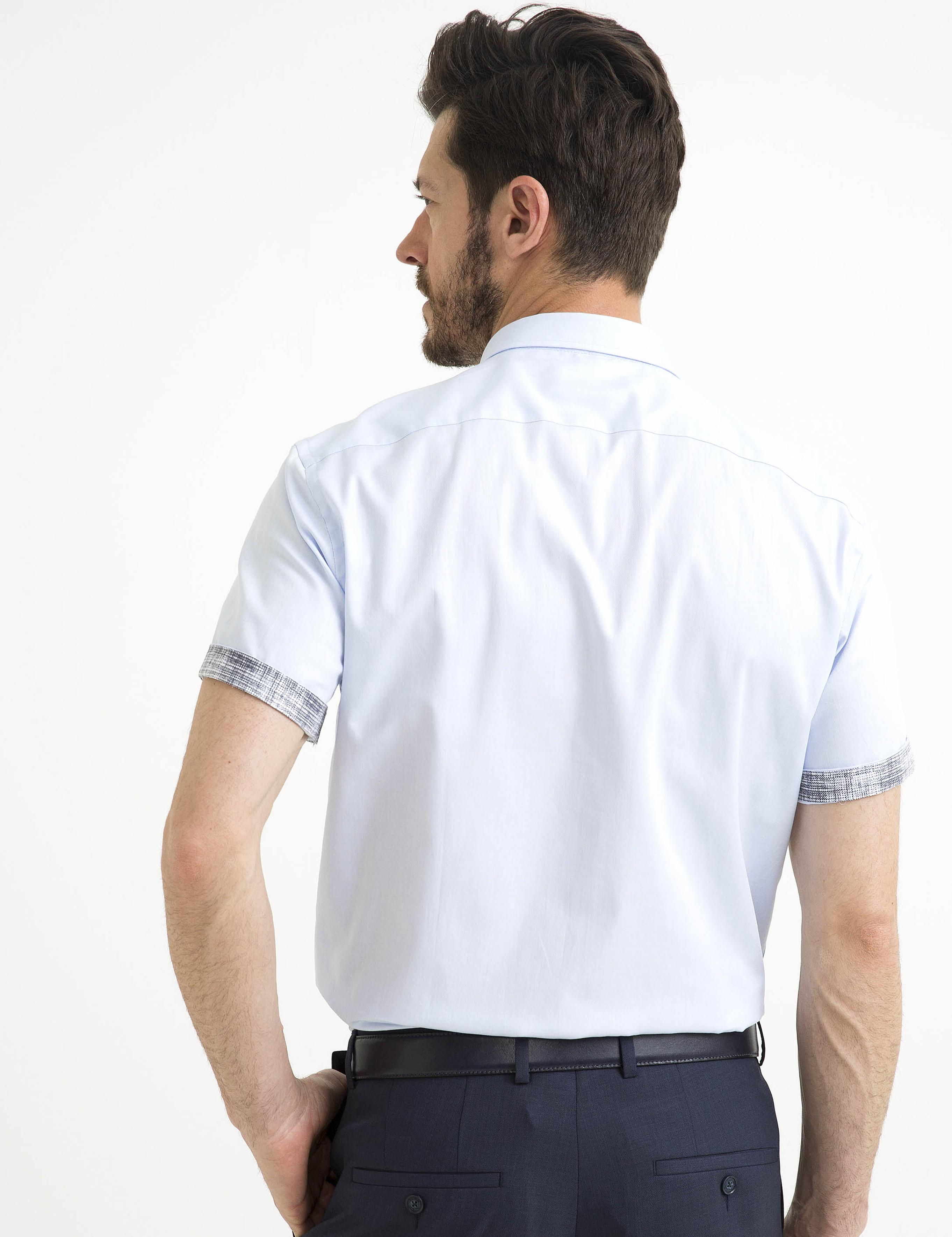 Açık Mavi Slim Fit Kısa Kollu Gömlek