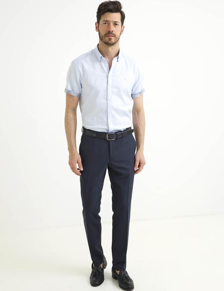Açık Mavi Slim Fit Kısa Kollu Gömlek - 50186963029