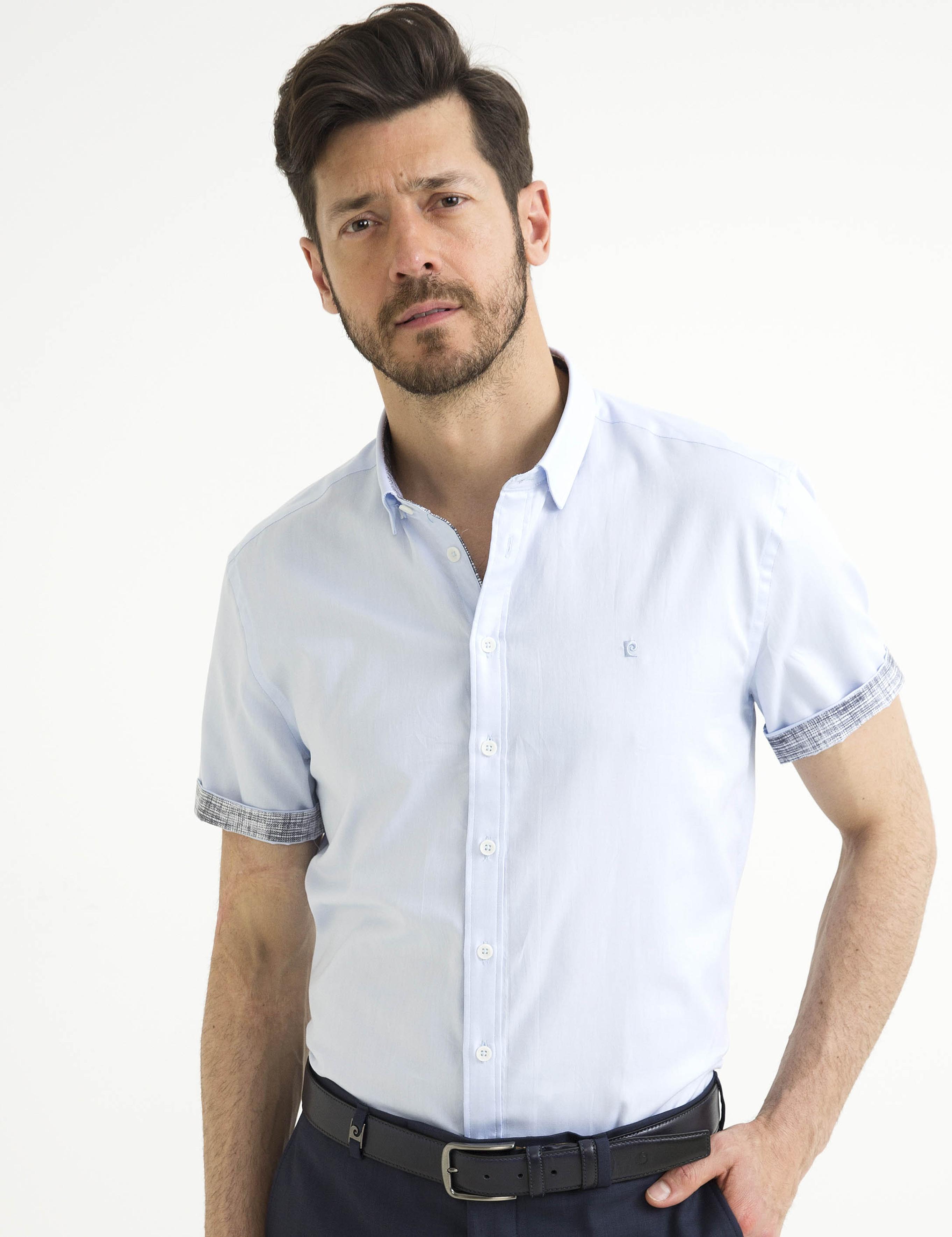 Açık Mavi Slim Fit Kısa Kollu Gömlek