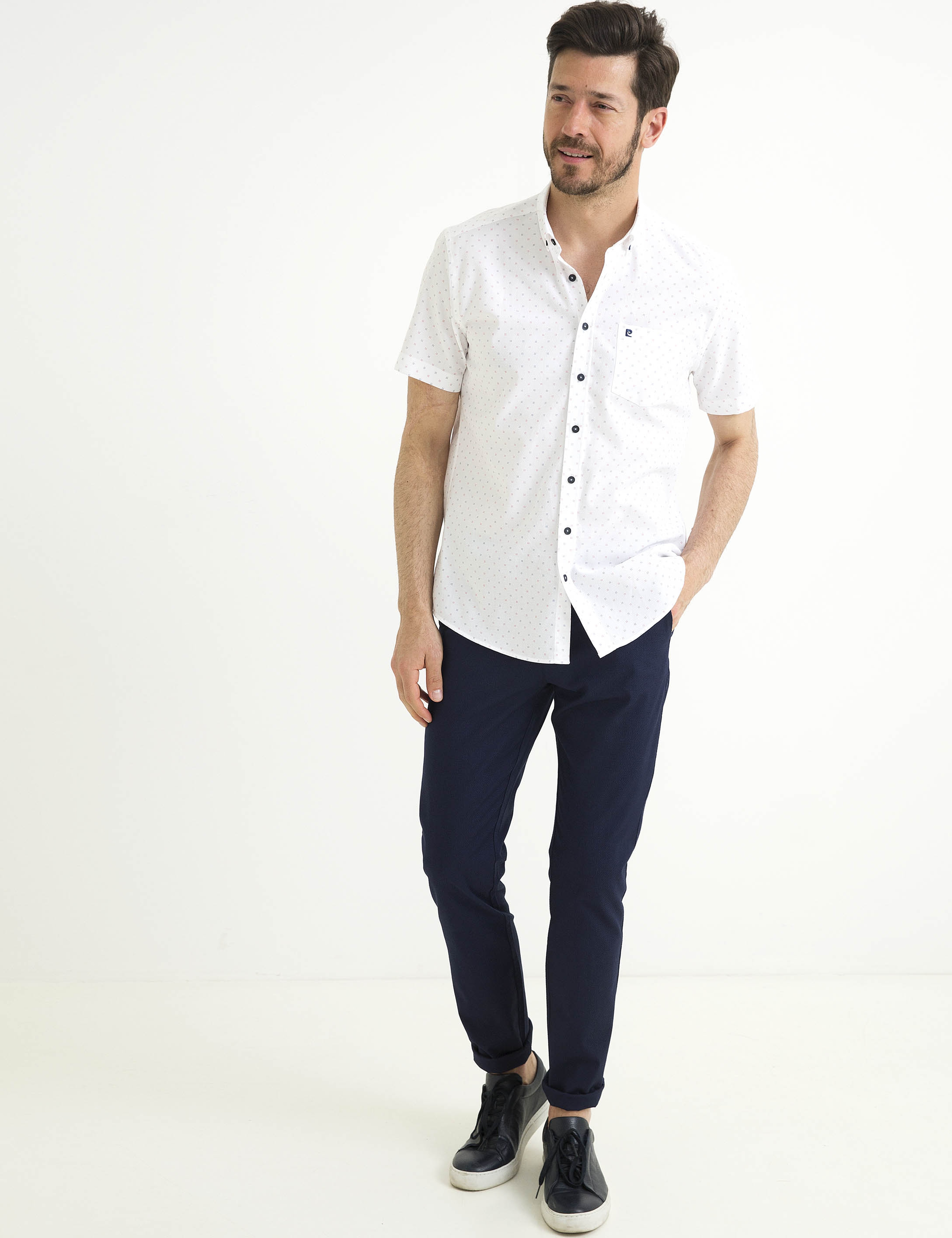 Beyaz Regular Fit Kısa Kollu Gömlek