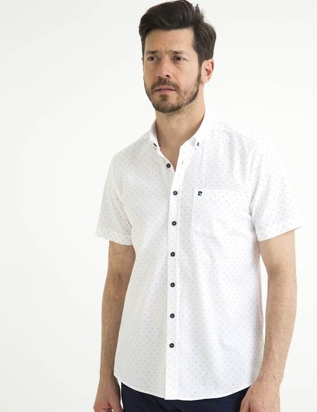 Beyaz Regular Fit Kısa Kollu Gömlek - 50187495001