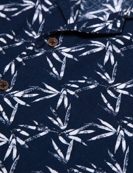 Lacivert Slim Fit Apaş Yaka Kısa Kollu Gömlek - 50189059007