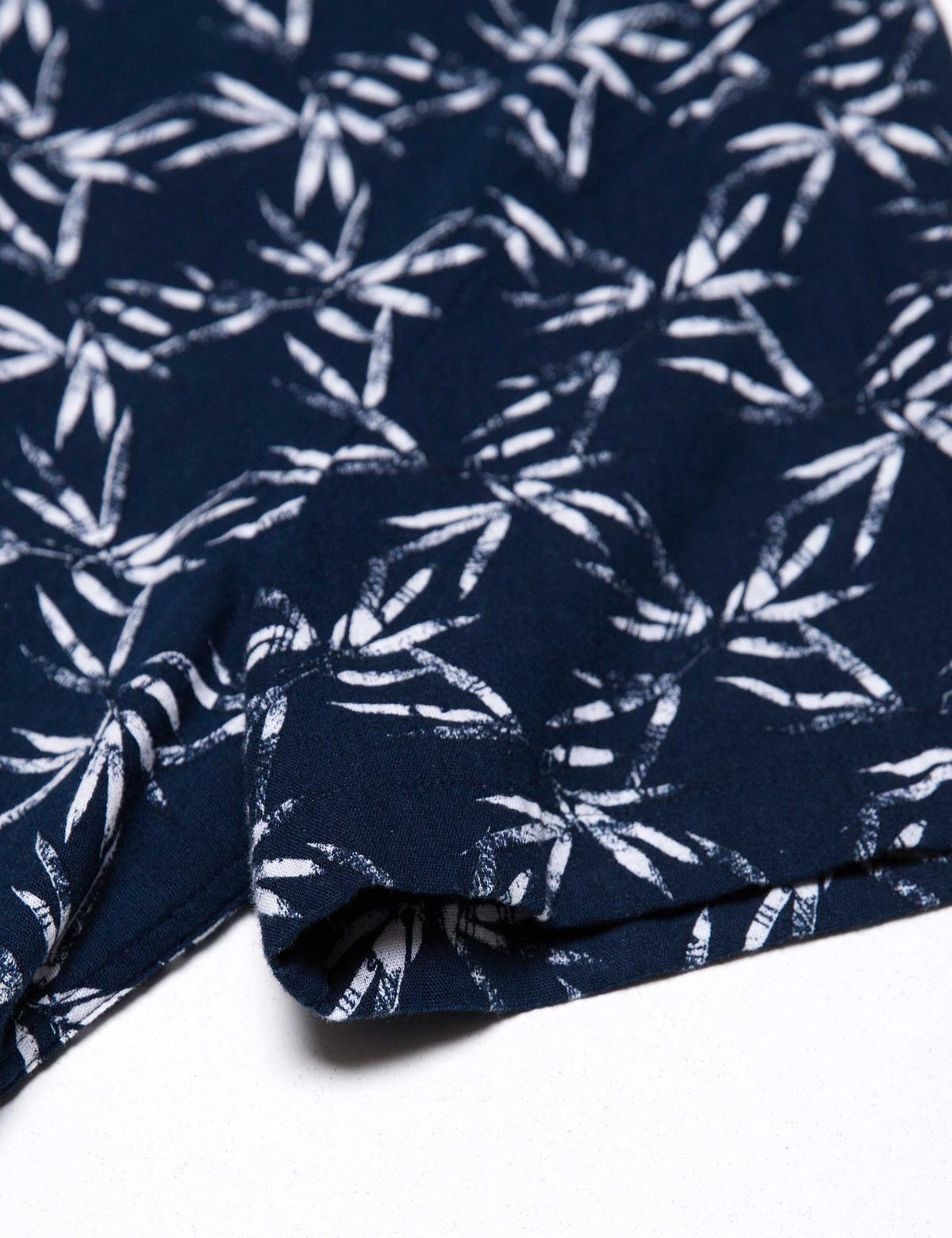 Lacivert Slim Fit Apaş Yaka Kısa Kollu Gömlek - 50189059007