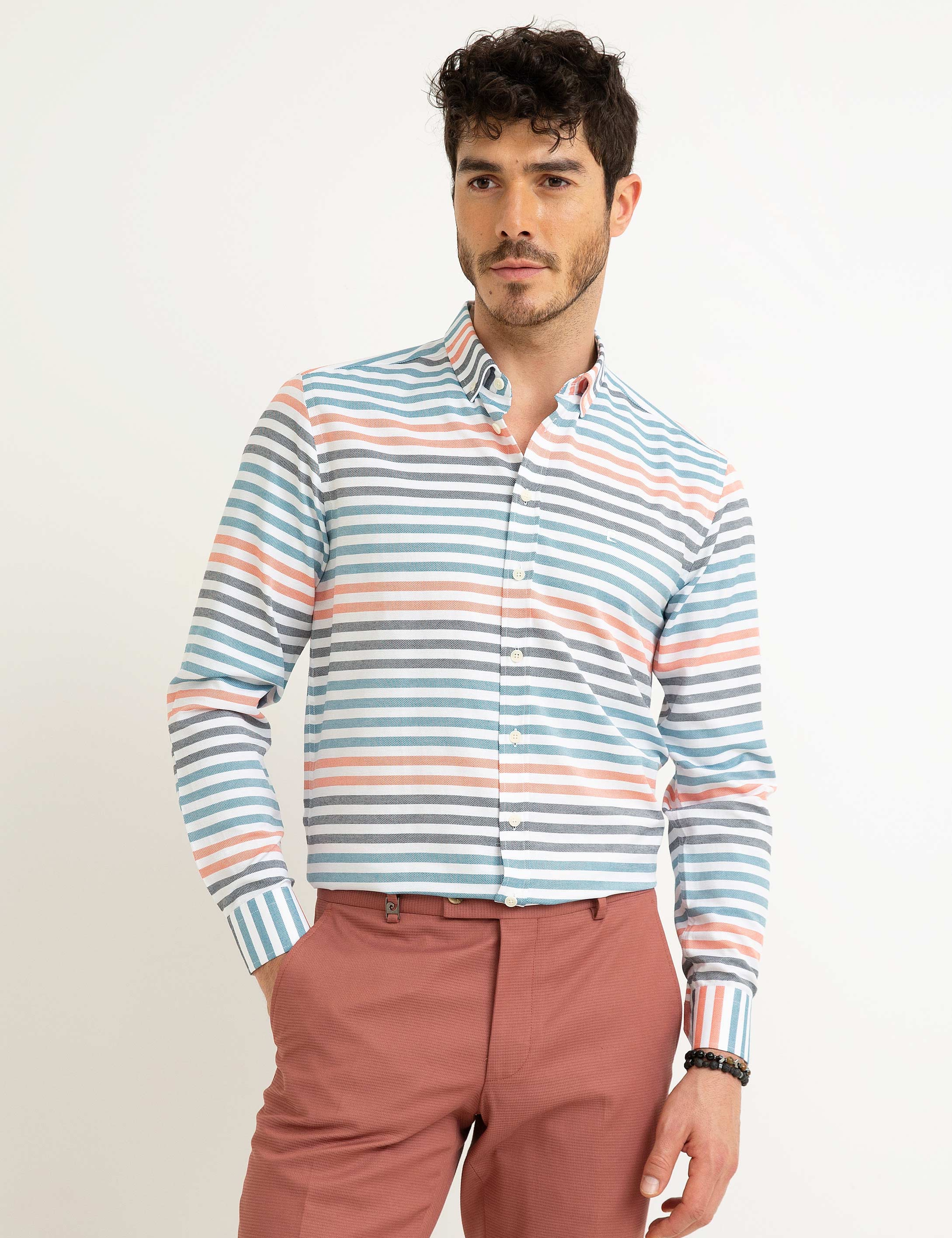 Turuncu Slim Fit Gömlek - Image 2