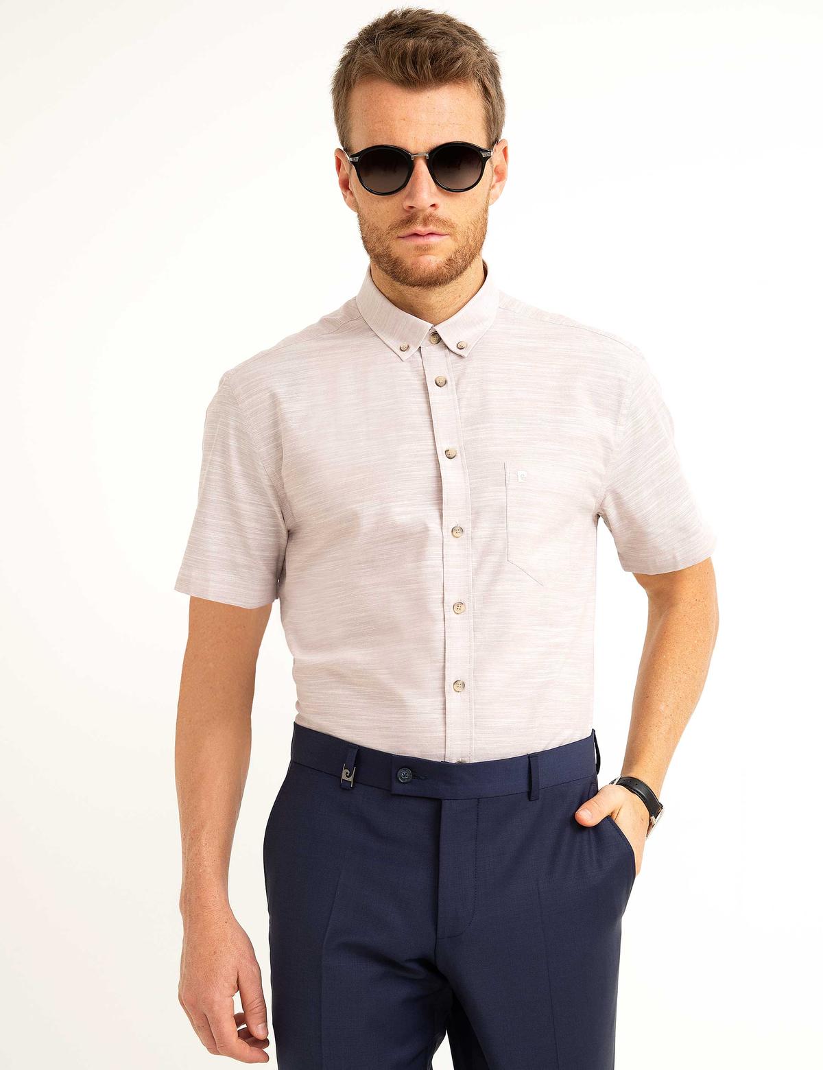 Bej Regular Fit Kısa Kollu Gömlek - 50190810014