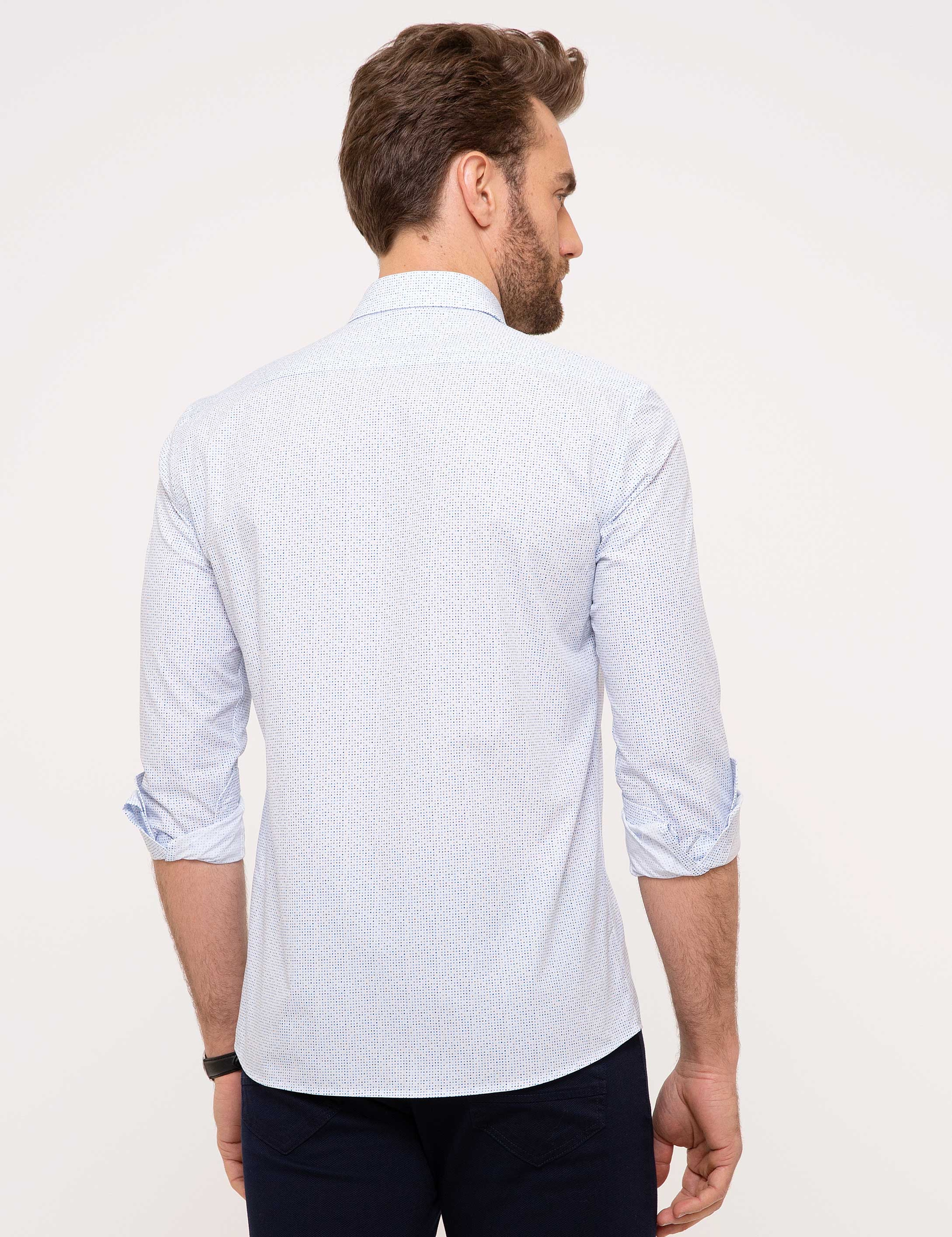 Çok Renkli Slim Fit Uzun Kollu Gömlek - Image 3