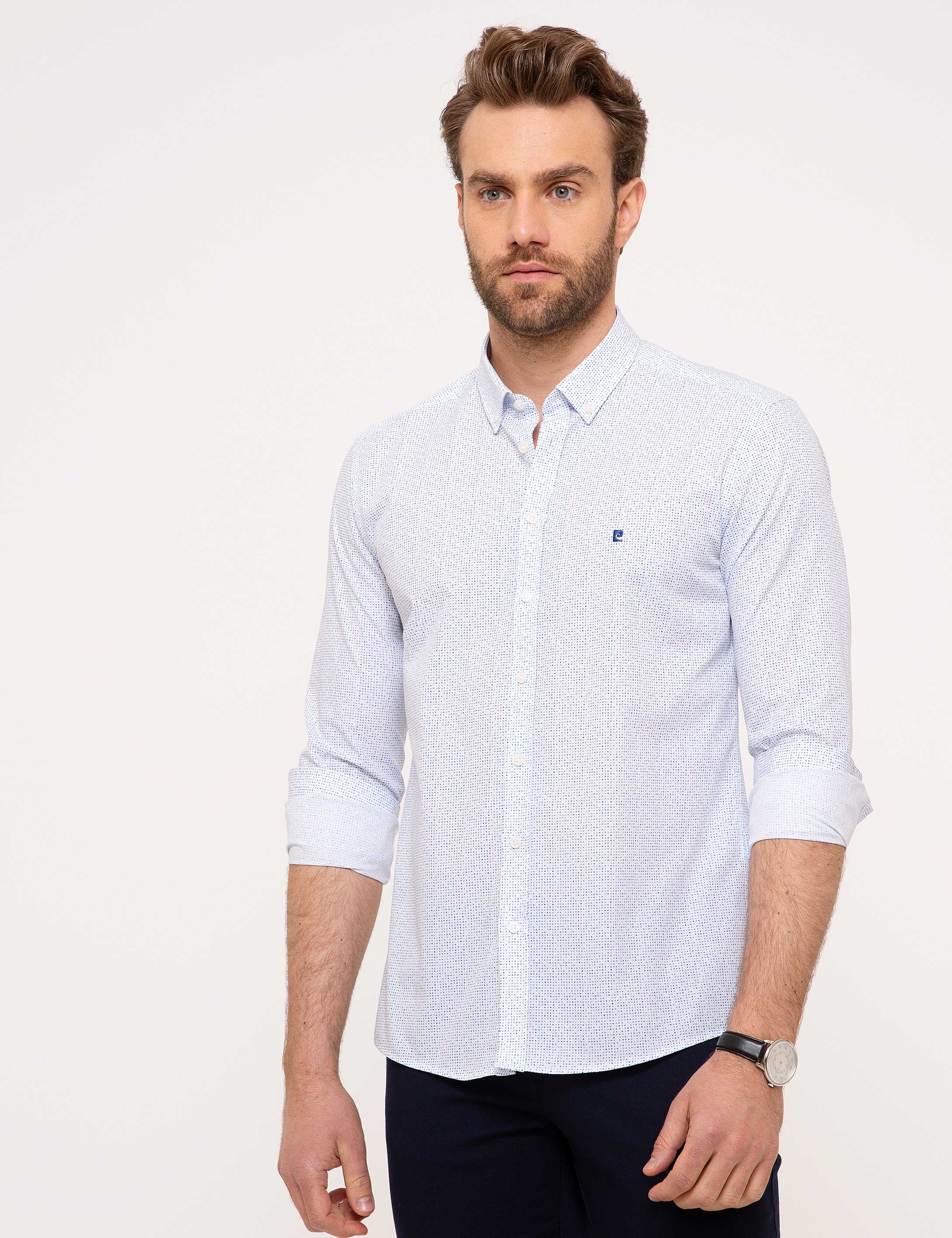 Çok Renkli Slim Fit Uzun Kollu Gömlek - Image 2