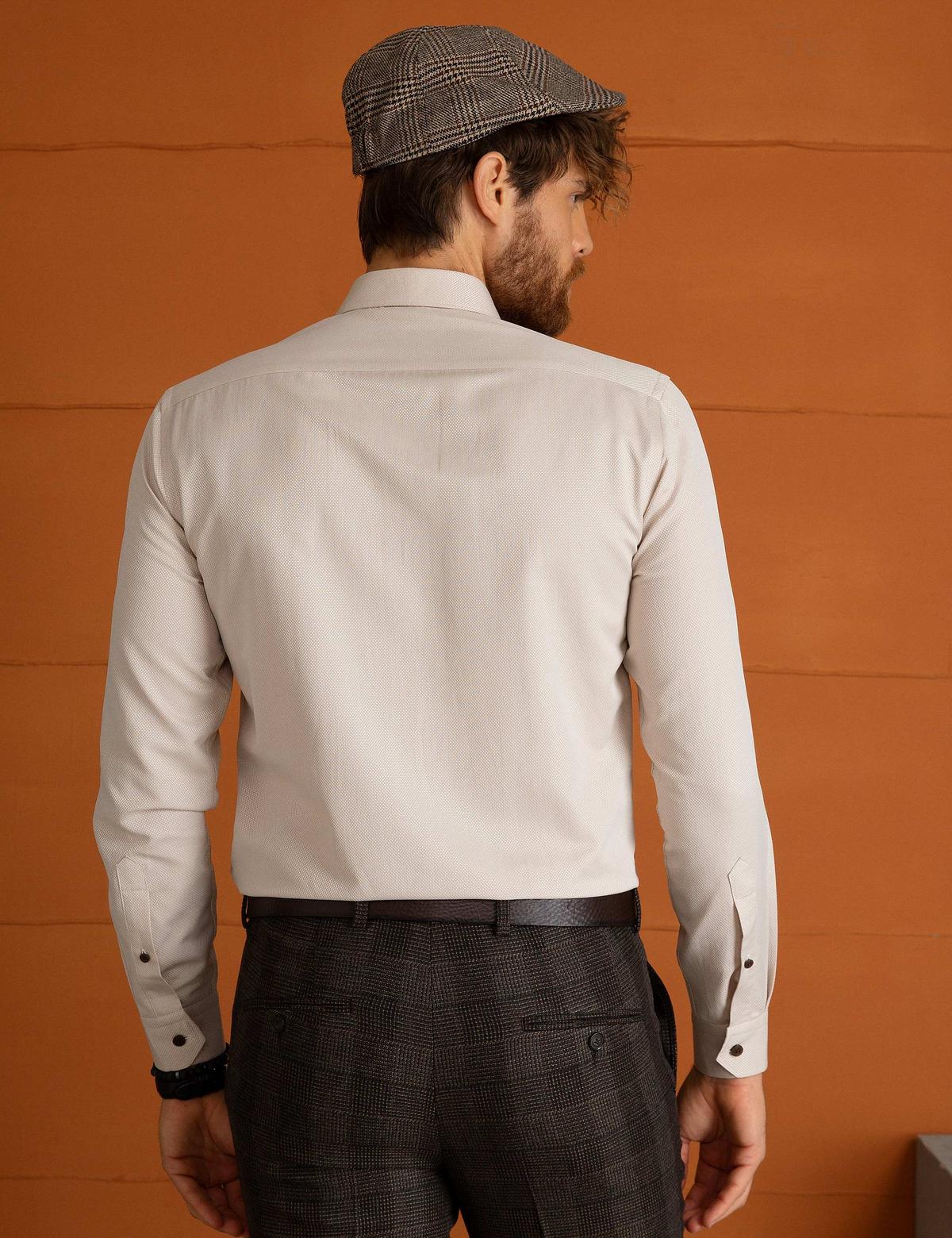 Bej Slim Fit Gömlek - 50194486050