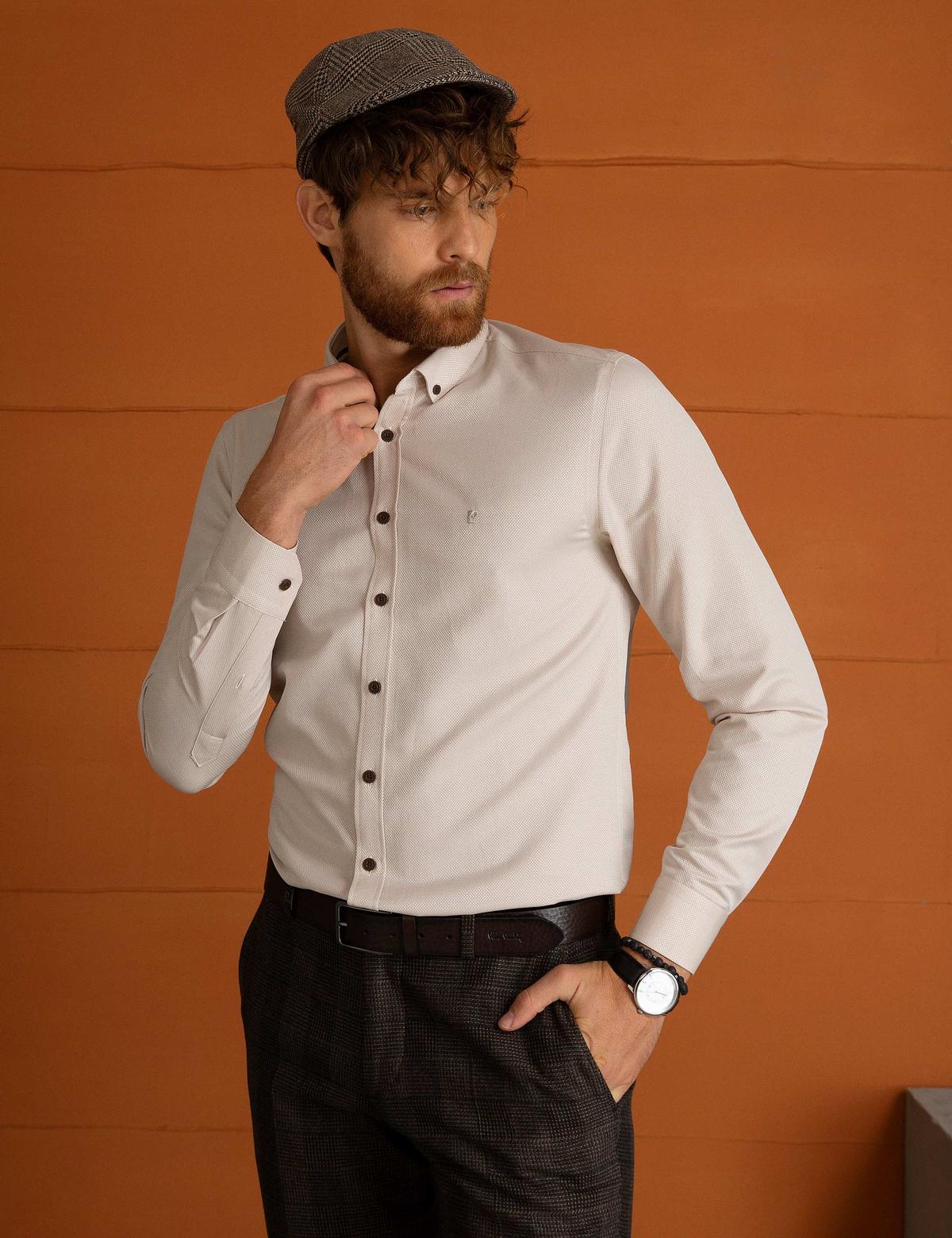 Bej Slim Fit Gömlek - 50194486050