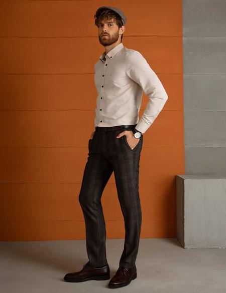 Bej Slim Fit Gömlek - 50194486050