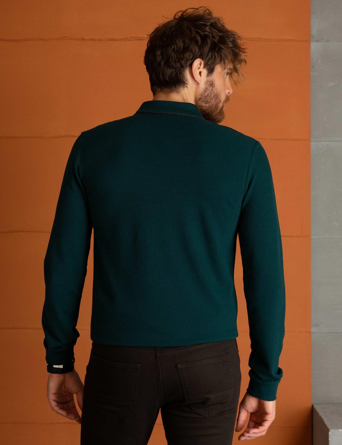 Koyu Yeşil Slim Fit Sweatshirt - 50195343041